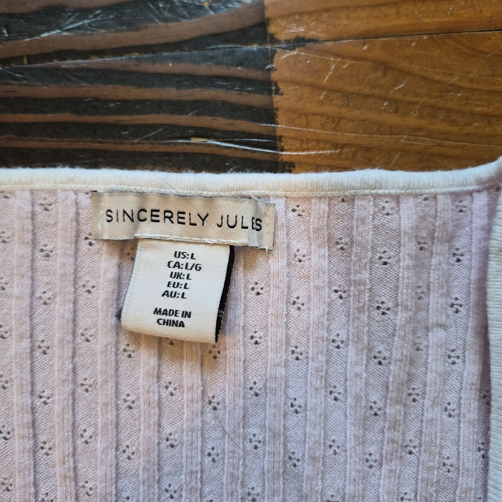 Sincerely Jules Pink Ribbed Cardigan- Size Large - Picture 2 of 6